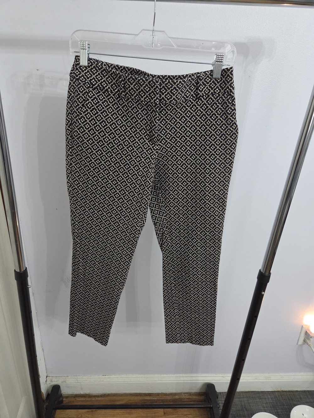 LOFT Black and White Geometric Dress Pants